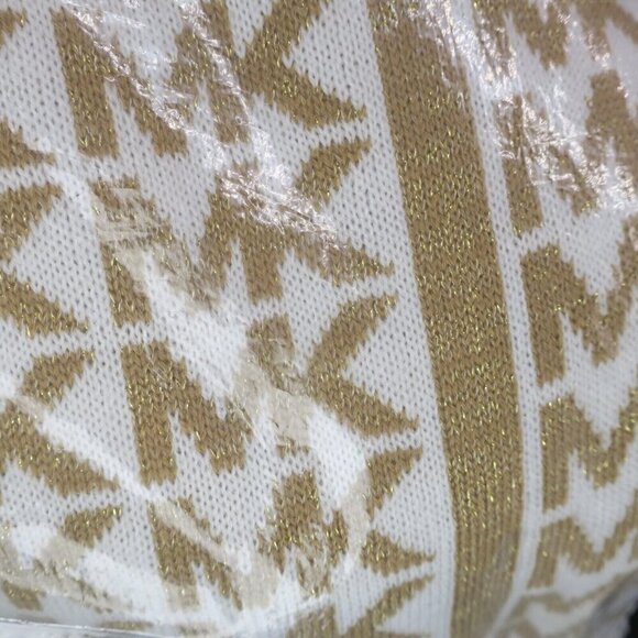 Michael Kors Signature Brown Gold Scarf Acrylic MK Multi-Logo 2019 NEW $58 - Picture 3 of 3